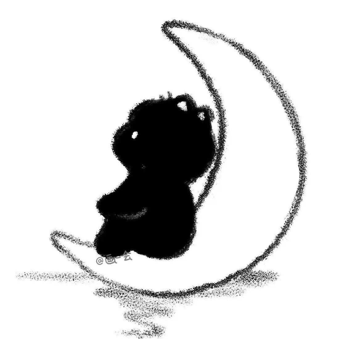 小黑熊手机壁纸|弯月背景图片 - 孤独感「哲风壁纸」 小黑熊手机壁纸|弯月背景图片 - 孤独感「哲风壁纸」