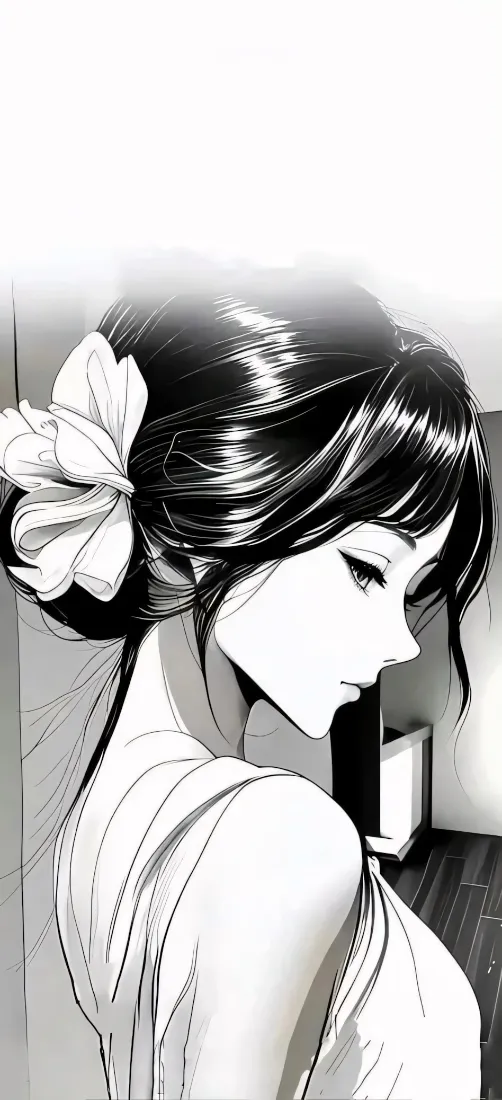 二次元侧颜少女手机壁纸|黑白背景图片 - 头花「哲风壁纸」 二次元侧颜少女手机壁纸|黑白背景图片 - 头花「哲风壁纸」