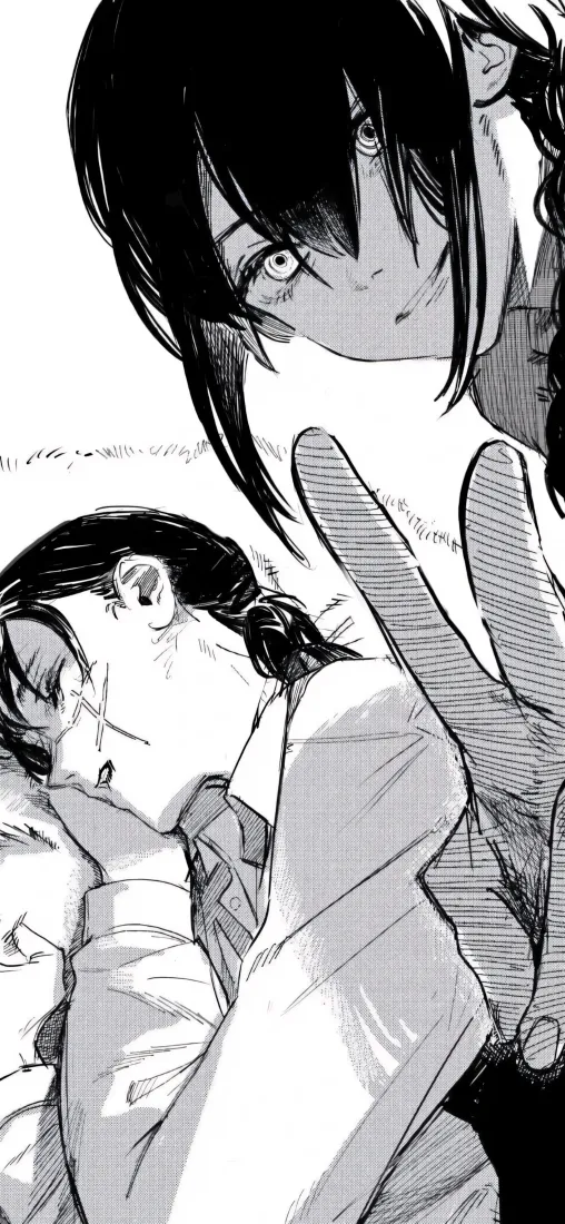 三鹰朝战争恶魔手机壁纸｜电锯人背景图片 - 黑白漫画「哲风壁纸」