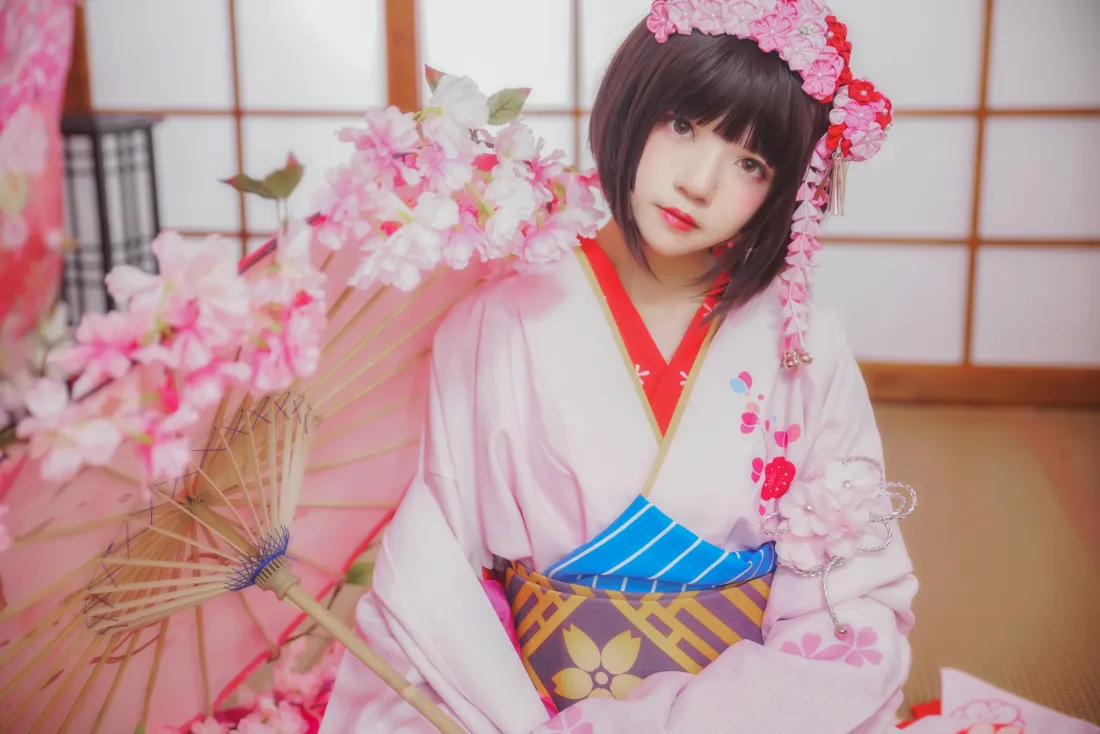8k桜桃喵壁纸｜樱花背景图片 - 和服加藤惠「哲风壁纸」