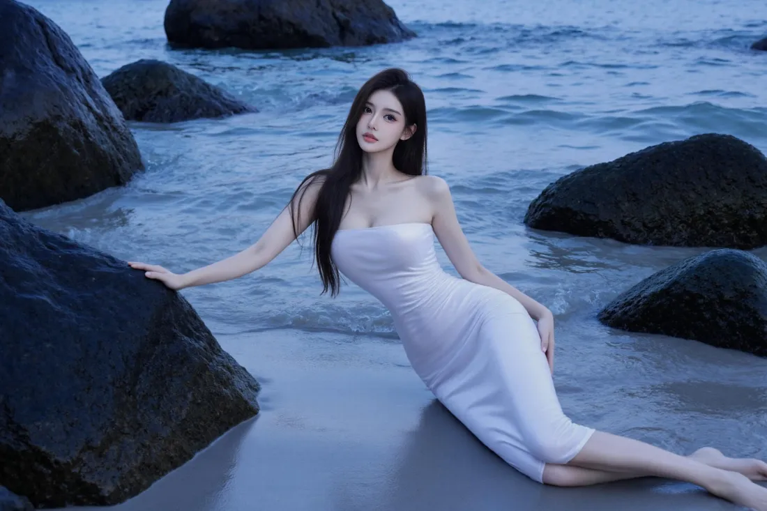 2k白衣美女壁纸｜海边背景图片 - 清冷氛围感「哲风壁纸」