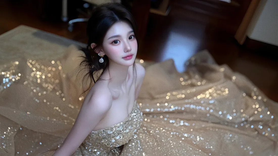 2k金色亮片礼服美女壁纸|氛围感背景图片 - 高级女神「哲风壁纸」 2k金色亮片礼服美女壁纸|氛围感背景图片 - 高级女神「哲风壁纸」