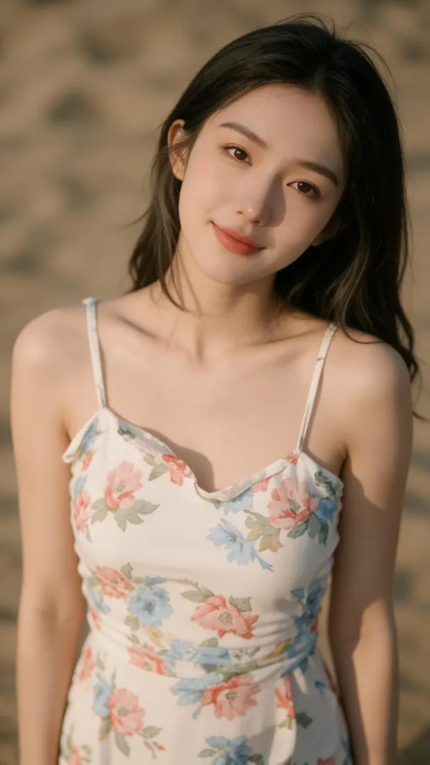 清纯美女手机壁纸|沙滩背景图片 - 碎花吊带裙「哲风壁纸」 清纯美女手机壁纸|沙滩背景图片 - 碎花吊带裙「哲风壁纸」