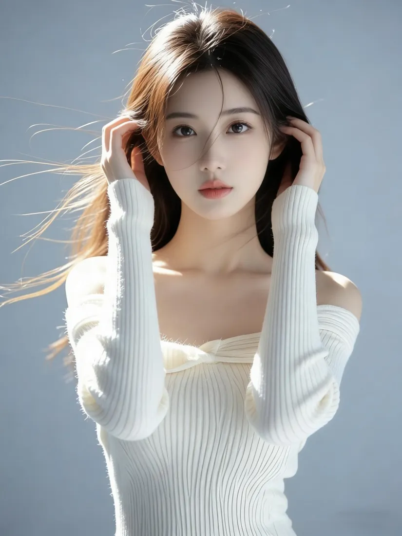 清纯美女手机壁纸｜纯色背景图片 - 氛围感人像「哲风壁纸」