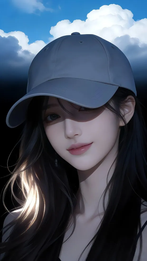 戴帽女生手机壁纸|蓝天白云背景图片 - 手机「哲风壁纸」 戴帽女生手机壁纸|蓝天白云背景图片 - 手机「哲风壁纸」