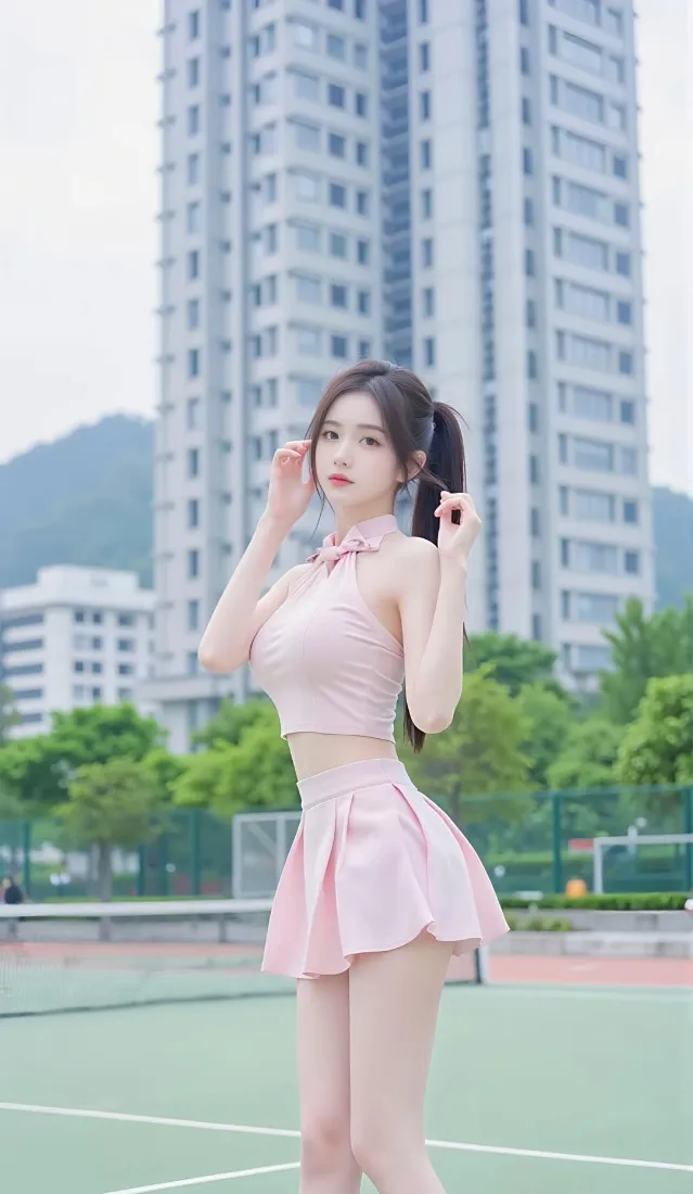 纯欲少女手机壁纸｜校园运动场背景图片 - 粉色穿搭「哲风壁纸」