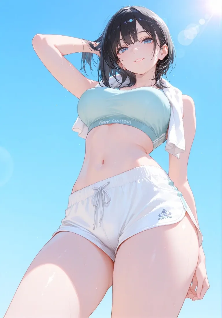 清爽夏日二次元少女手机壁纸｜蓝天背景图片 - 手机「哲风壁纸」