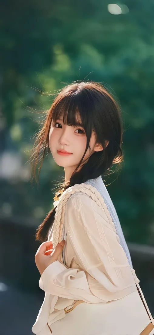 清新少女手机壁纸｜户外树荫背景图片 - 温柔治愈「哲风壁纸」