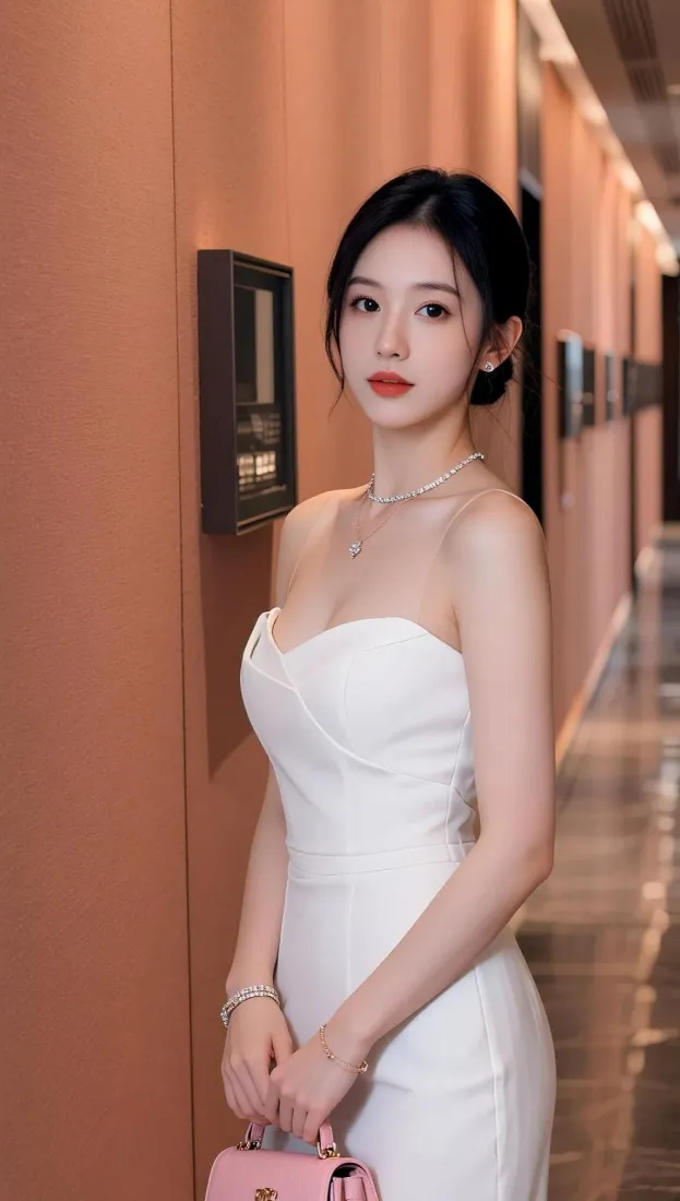 气质女神手机壁纸|暖调走廊背景图片 - 白色礼裙「哲风壁纸」 气质女神手机壁纸|暖调走廊背景图片 - 白色礼裙「哲风壁纸」