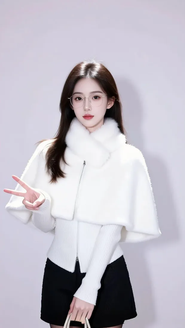 气质美女手机壁纸｜纯色背景图片 - 手机穿搭「哲风壁纸」