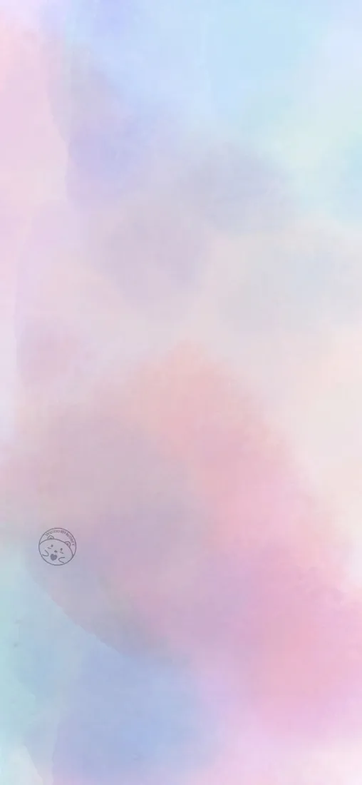 柔化模糊的粉蓝紫马卡龙渐变背景，左下角带极小圆形简笔水印