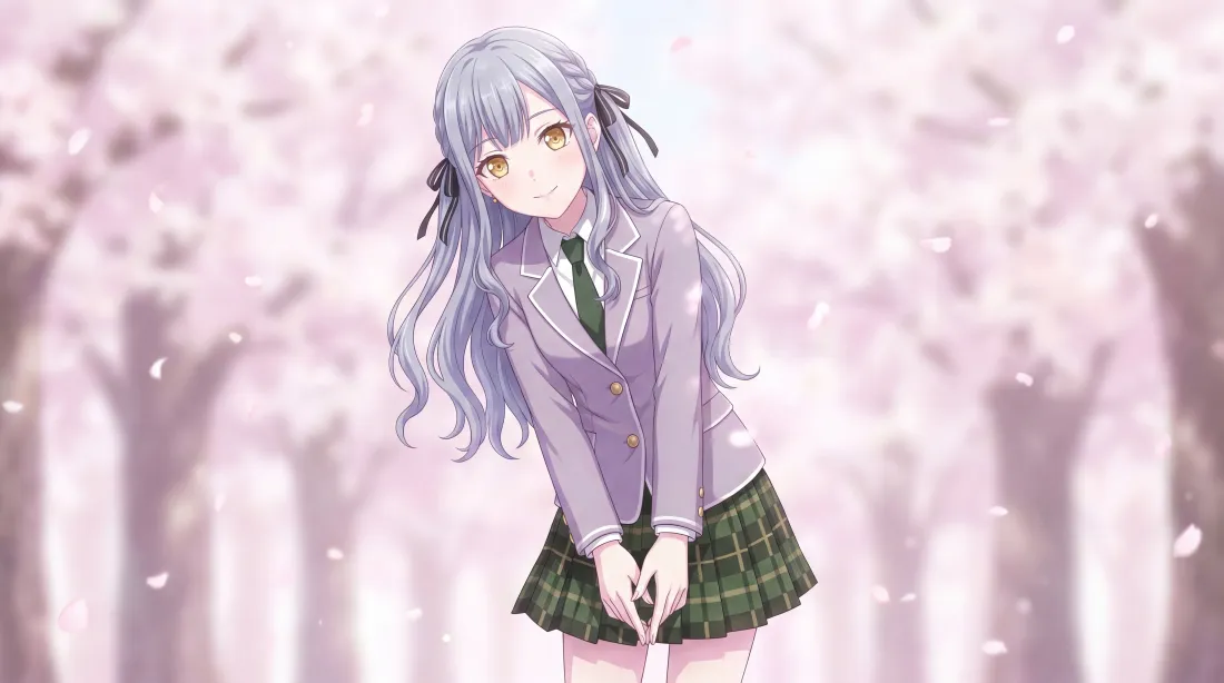 4k银发壁纸 - 少女 - 樱花 - 黄瞳「哲风壁纸」