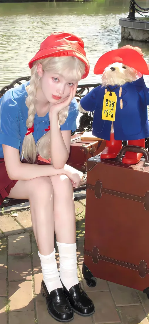 金发双辫美女手机壁纸|湖水边背景图片 - 帕丁顿熊玩偶合影「哲风壁纸」 金发双辫美女手机壁纸|湖水边背景图片 - 帕丁顿熊玩偶合影「哲风壁纸」