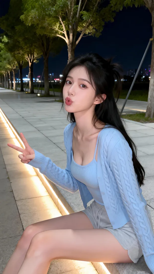 高颜值美女手机壁纸｜夜景户外背景图片 - 氛围感街拍「哲风壁纸」