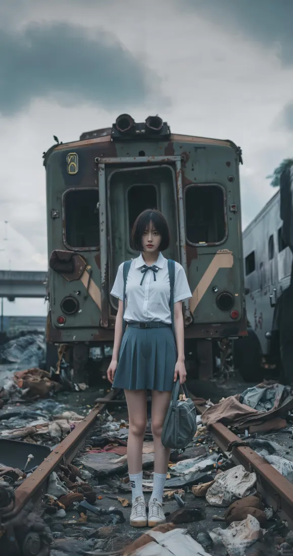 JK少女手机壁纸|废弃铁轨背景图片 - 清冷氛围感写真「哲风壁纸」 JK少女手机壁纸|废弃铁轨背景图片 - 清冷氛围感写真「哲风壁纸」