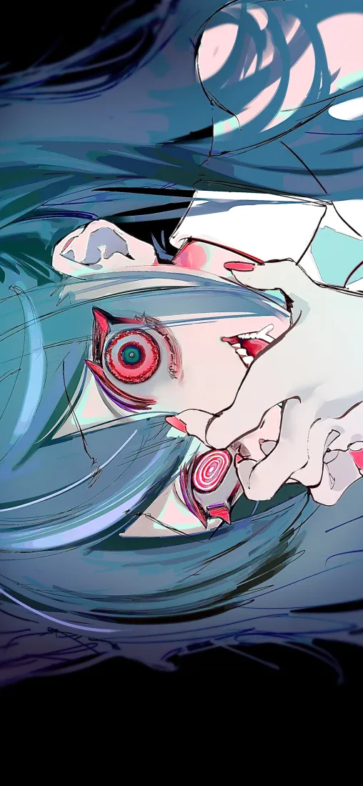 初音未来手机壁纸｜暗黑风二次元背景图片 - 诡异异瞳少女「哲风壁纸」