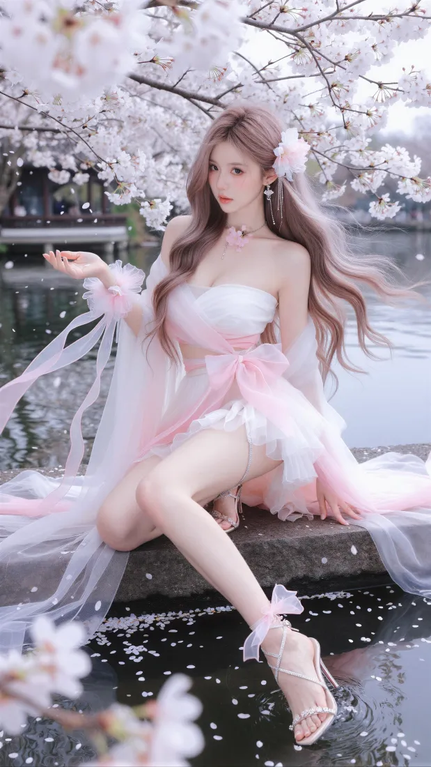 樱花少女手机壁纸|湖边粉裙背景图片 - 清新氛围感人像「哲风壁纸」 樱花少女手机壁纸|湖边粉裙背景图片 - 清新氛围感人像「哲风壁纸」