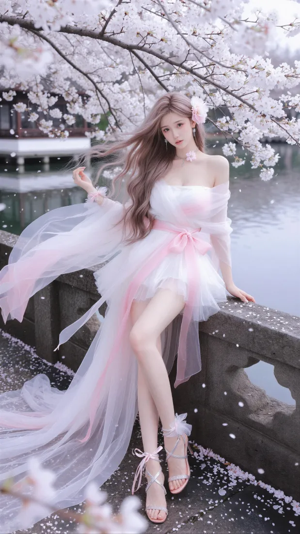 樱花少女手机壁纸|樱花湖边石桥背景图片 - 仙气纱裙美女「哲风壁纸」 樱花少女手机壁纸|樱花湖边石桥背景图片 - 仙气纱裙美女「哲风壁纸」