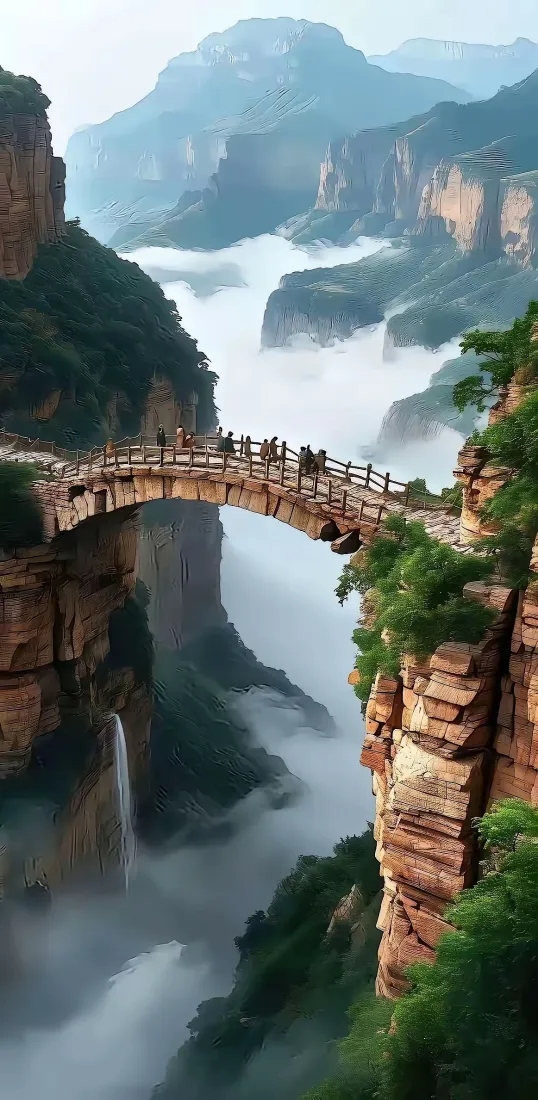 峡谷石桥手机壁纸|云海山峦背景图片 - 自然景观「哲风壁纸」 峡谷石桥手机壁纸|云海山峦背景图片 - 自然景观「哲风壁纸」