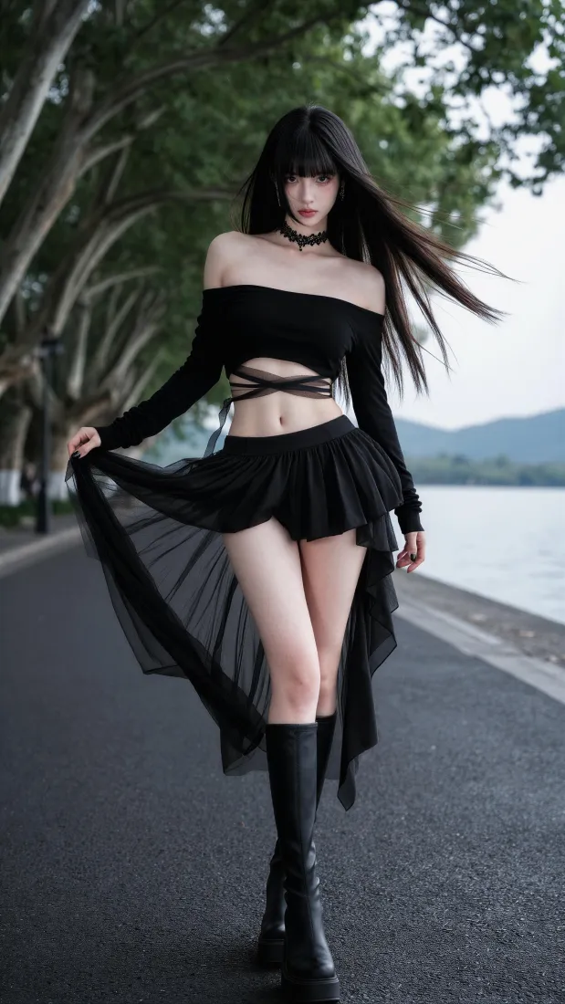暗黑系美女手机壁纸|湖边林荫背景图片 - 酷飒时尚人像「哲风壁纸」 暗黑系美女手机壁纸|湖边林荫背景图片 - 酷飒时尚人像「哲风壁纸」