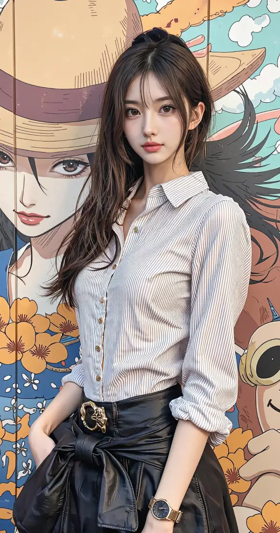 气质美女手机壁纸｜海贼王涂鸦背景图片 - 时尚穿搭街拍「哲风壁纸」