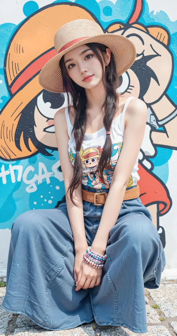 草帽美女手机壁纸|路飞涂鸦墙背景图片 - 夏日清新穿搭「哲风壁纸」 草帽美女手机壁纸|路飞涂鸦墙背景图片 - 夏日清新穿搭「哲风壁纸」