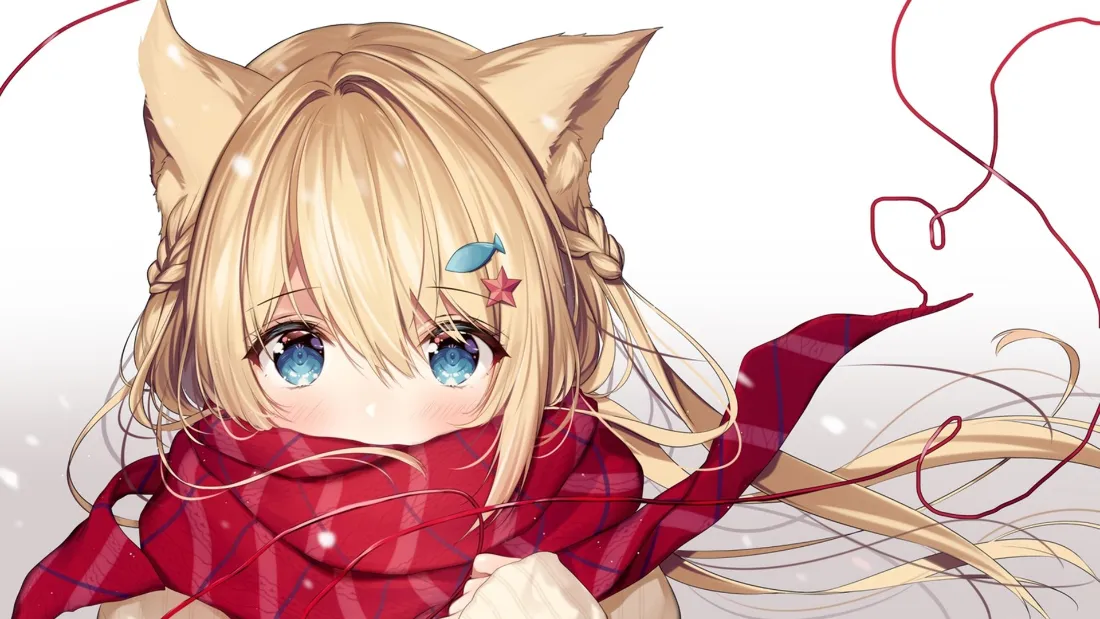 2k猫耳少女壁纸|红围巾金发背景图片 - 萌系二次元「哲风壁纸」 2k猫耳少女壁纸|红围巾金发背景图片 - 萌系二次元「哲风壁纸」