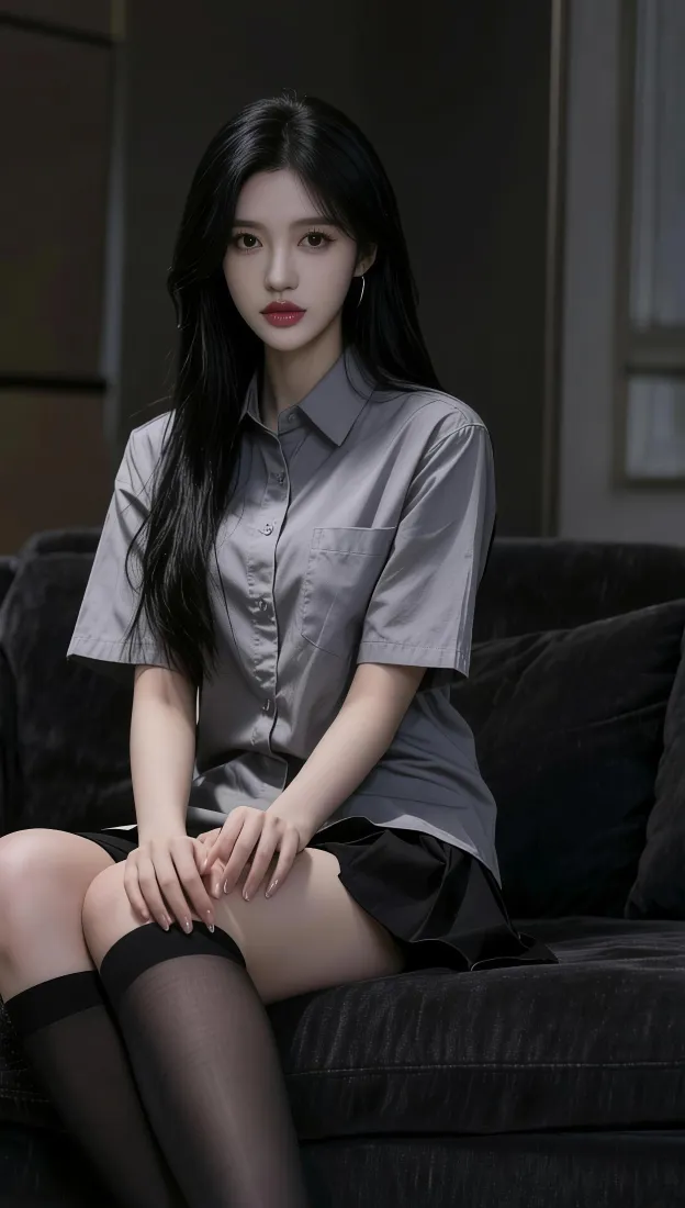 气质美女手机壁纸|沙发坐姿背景图片 - 灰衬衫黑丝穿搭「哲风壁纸」 气质美女手机壁纸|沙发坐姿背景图片 - 灰衬衫黑丝穿搭「哲风壁纸」