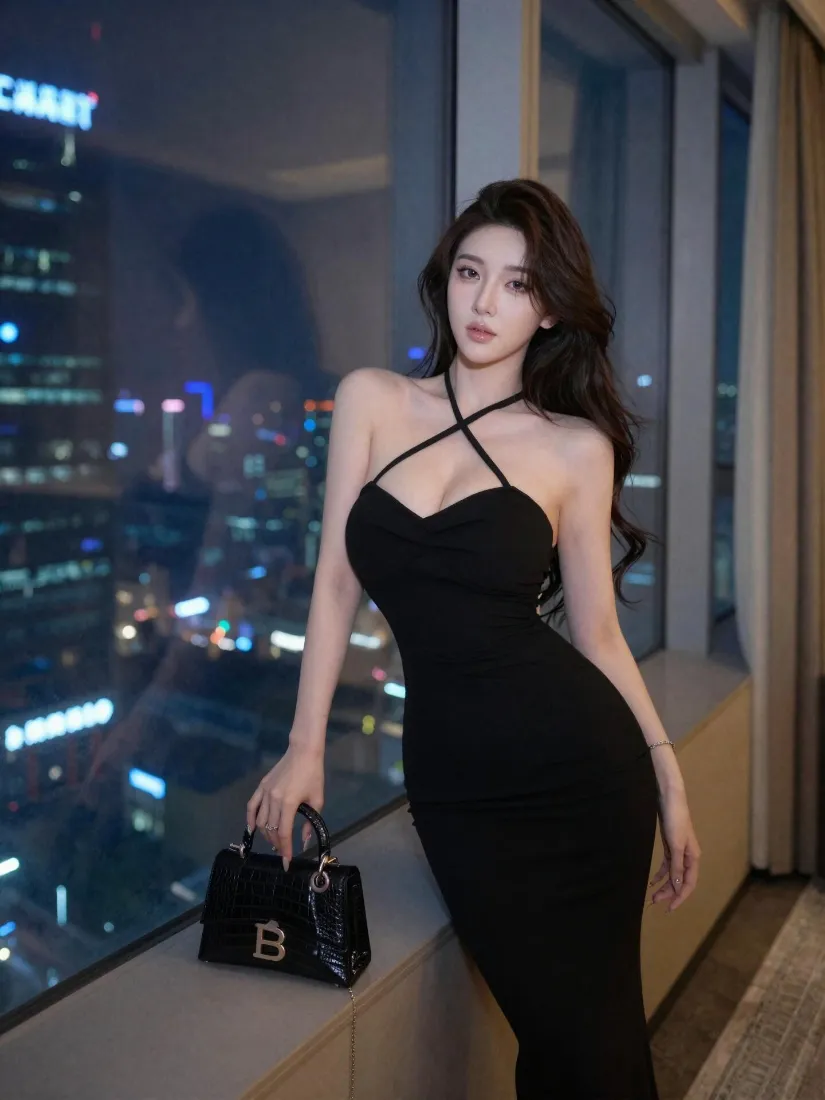 气质美女手机壁纸|城市夜景背景图片 - 黑色长裙穿搭「哲风壁纸」 气质美女手机壁纸|城市夜景背景图片 - 黑色长裙穿搭「哲风壁纸」