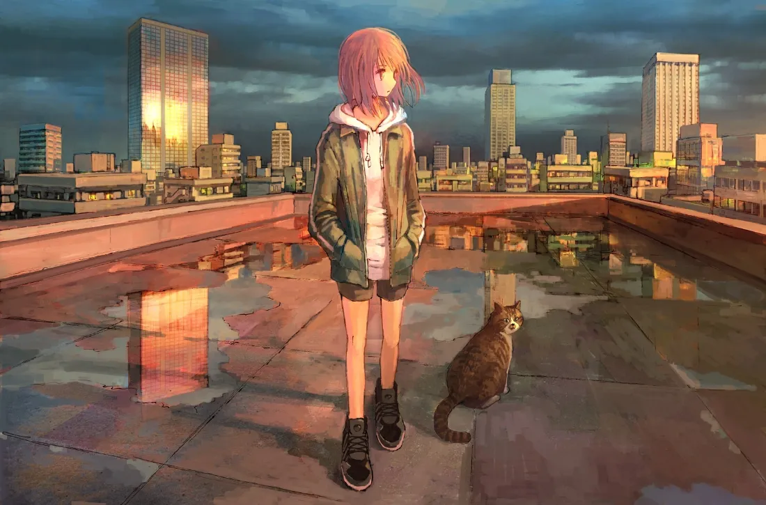 2k二次元少女壁纸|天台城市黄昏背景图片 - 猫咪相伴「哲风壁纸」 2k二次元少女壁纸|天台城市黄昏背景图片 - 猫咪相伴「哲风壁纸」