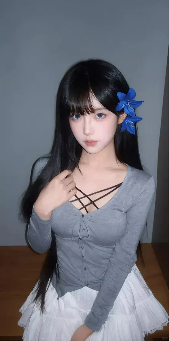 黑长直美女手机壁纸|室内时尚穿搭背景图片 - 蓝色蝴蝶结造型「哲风壁纸」 黑长直美女手机壁纸|室内时尚穿搭背景图片 - 蓝色蝴蝶结造型「哲风壁纸」