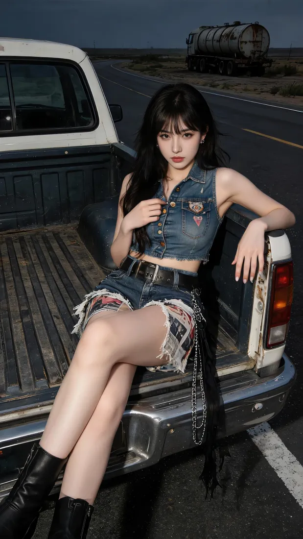 辣妹手机壁纸|公路皮卡背景图片 - 酷飒牛仔穿搭少女「哲风壁纸」 辣妹手机壁纸|公路皮卡背景图片 - 酷飒牛仔穿搭少女「哲风壁纸」