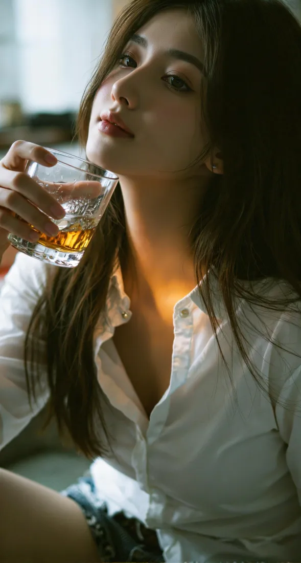 氛围感美女手机壁纸|白衬衫持酒杯背景图片 - 慵懒室内写真「哲风壁纸」 氛围感美女手机壁纸|白衬衫持酒杯背景图片 - 慵懒室内写真「哲风壁纸」