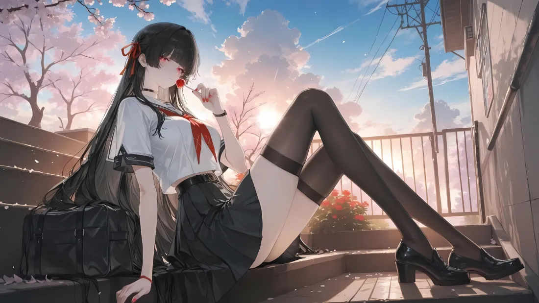 3k鸣潮千咲壁纸|黄昏校园台阶背景图片 - JK制服少女「哲风壁纸」 3k鸣潮千咲壁纸|黄昏校园台阶背景图片 - JK制服少女「哲风壁纸」