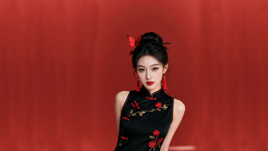 8k国风旗袍美女壁纸|红色背景图片 - 新中式人像写真「哲风壁纸」 8k国风旗袍美女壁纸|红色背景图片 - 新中式人像写真「哲风壁纸」