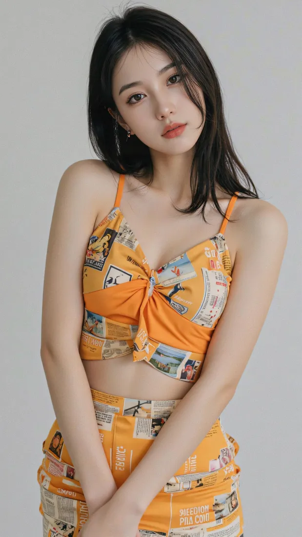 气质美女手机壁纸|橙色印花穿搭背景图片 - 简约时尚人像写真「哲风壁纸」 气质美女手机壁纸|橙色印花穿搭背景图片 - 简约时尚人像写真「哲风壁纸」