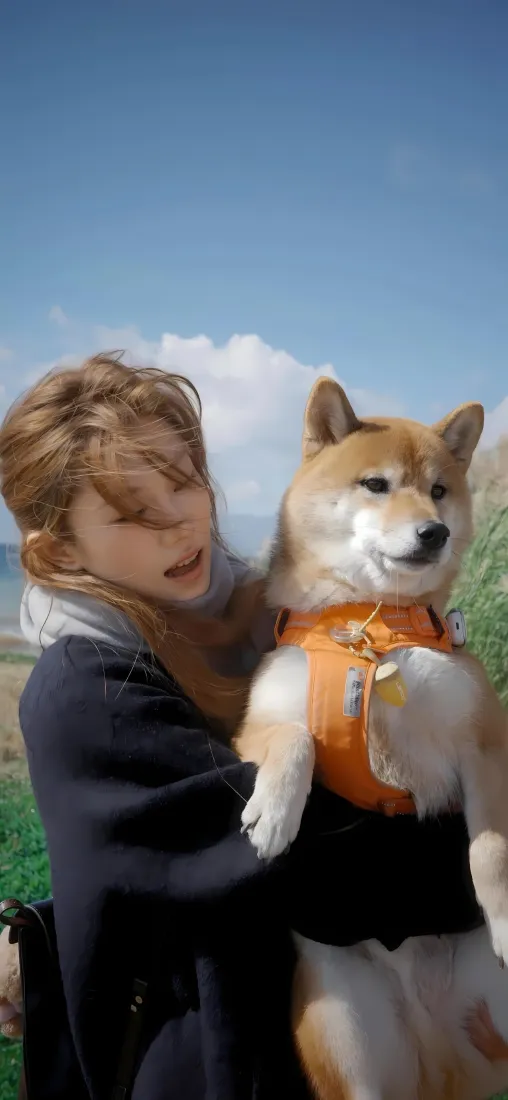 美女抱柴犬手机壁纸|蓝天户外草地背景图片 - 治愈休闲日常「哲风壁纸」 美女抱柴犬手机壁纸|蓝天户外草地背景图片 - 治愈休闲日常「哲风壁纸」