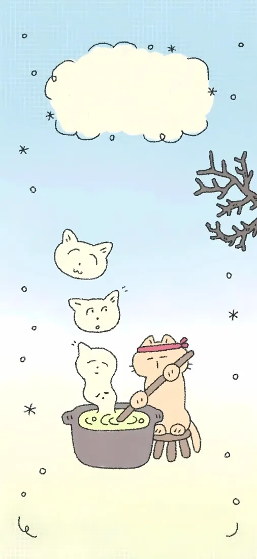 卡通小猫手机壁纸|冬日飘雪雪地背景图片 - 可爱煮汤手绘「哲风壁纸」 卡通小猫手机壁纸|冬日飘雪雪地背景图片 - 可爱煮汤手绘「哲风壁纸」