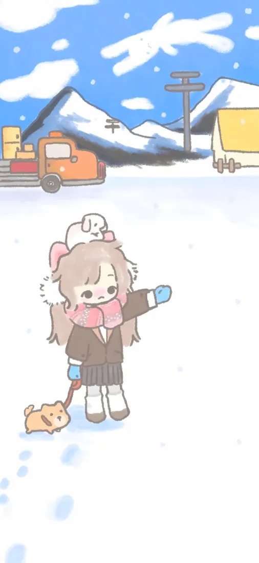 Q版卡通少女手机壁纸|冬日雪地背景图片 - 软萌治愈插画「哲风壁纸」 Q版卡通少女手机壁纸|冬日雪地背景图片 - 软萌治愈插画「哲风壁纸」
