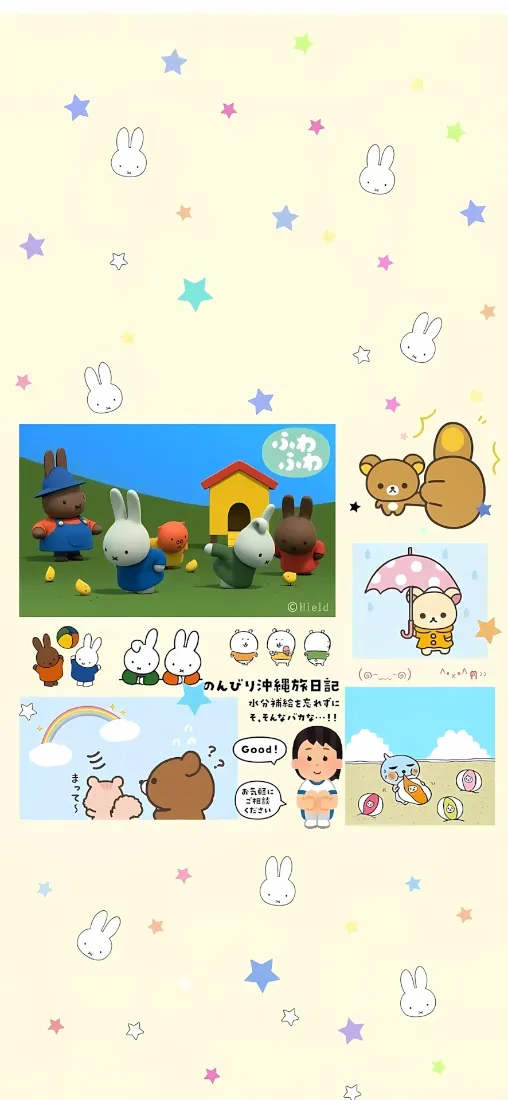 软萌卡通小动物手机壁纸｜可爱插画背景图片 - 轻松熊米菲「哲风壁纸」