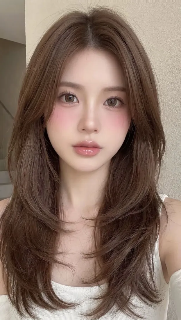 甜美美女手机壁纸｜浅棕长发背景图片 - 纯欲氛围感「哲风壁纸」