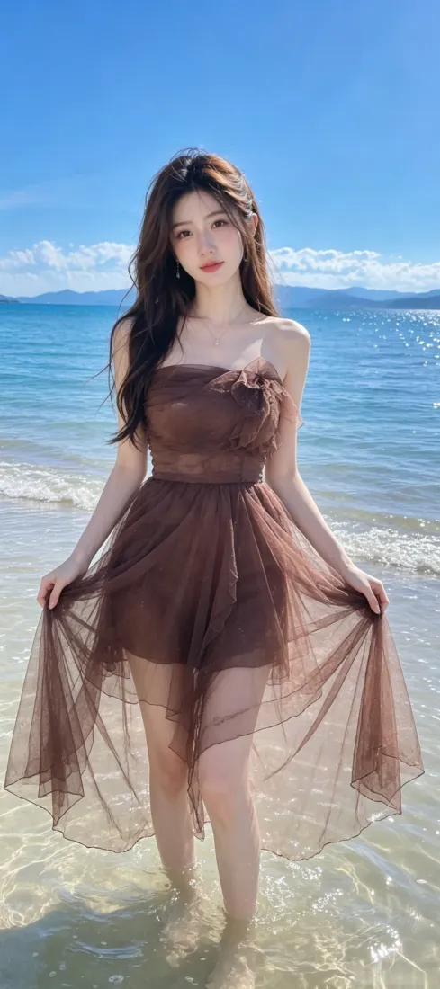 海边美女手机壁纸|海边度假背景图片 - 棕色抹胸纱裙「哲风壁纸」 海边美女手机壁纸|海边度假背景图片 - 棕色抹胸纱裙「哲风壁纸」