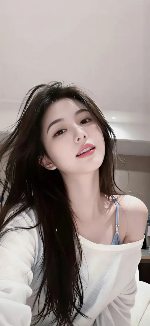 长发美女手机壁纸｜居家休闲背景图片 - 氛围感人像「哲风壁纸」