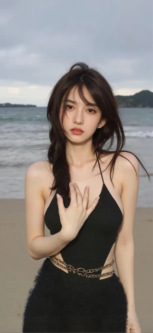性感美女手机壁纸|海边沙滩背景图片 - 黑裙长发氛围感「哲风壁纸」 性感美女手机壁纸|海边沙滩背景图片 - 黑裙长发氛围感「哲风壁纸」