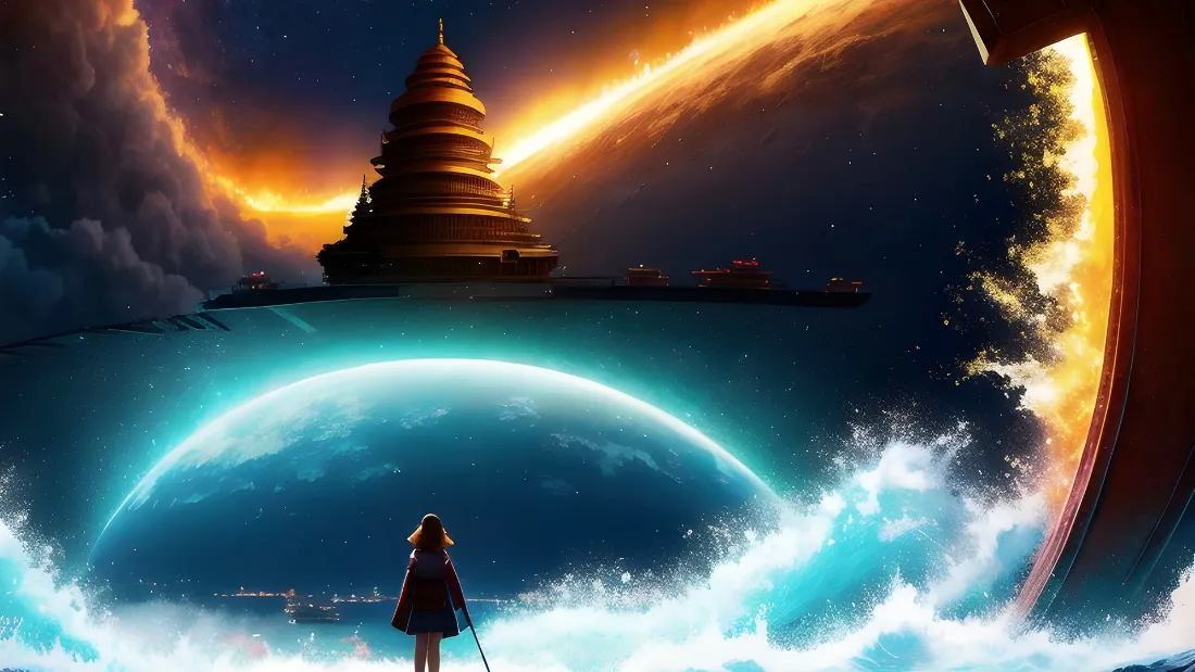 2kAI生成壁纸|星际星球背景图片 - 少女古塔梦幻光影「哲风壁纸」 2kAI生成壁纸|星际星球背景图片 - 少女古塔梦幻光影「哲风壁纸」