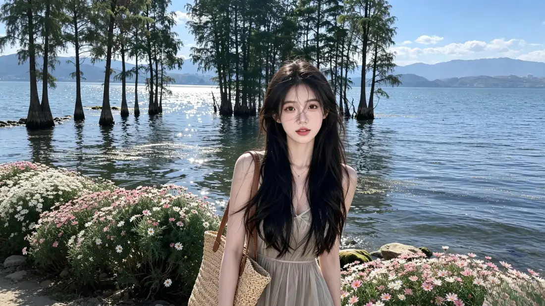 3k长发美女壁纸|临水杉林花海背景图片 - 夏日清新氛围感「哲风壁纸」 3k长发美女壁纸|临水杉林花海背景图片 - 夏日清新氛围感「哲风壁纸」