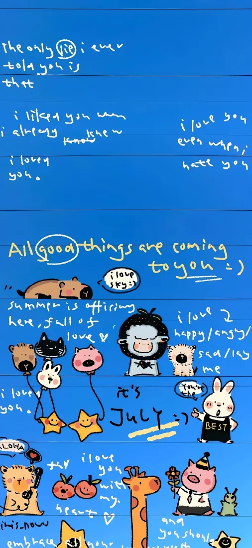 可爱小动物手机壁纸|蓝色手绘背景图片 - 治愈卡通插画「哲风壁纸」 可爱小动物手机壁纸|蓝色手绘背景图片 - 治愈卡通插画「哲风壁纸」
