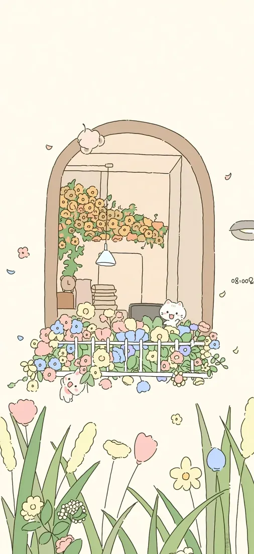 治愈系卡通手机壁纸|窗外鲜花阳台背景图片 - 清新可爱插画「哲风壁纸」 治愈系卡通手机壁纸|窗外鲜花阳台背景图片 - 清新可爱插画「哲风壁纸」