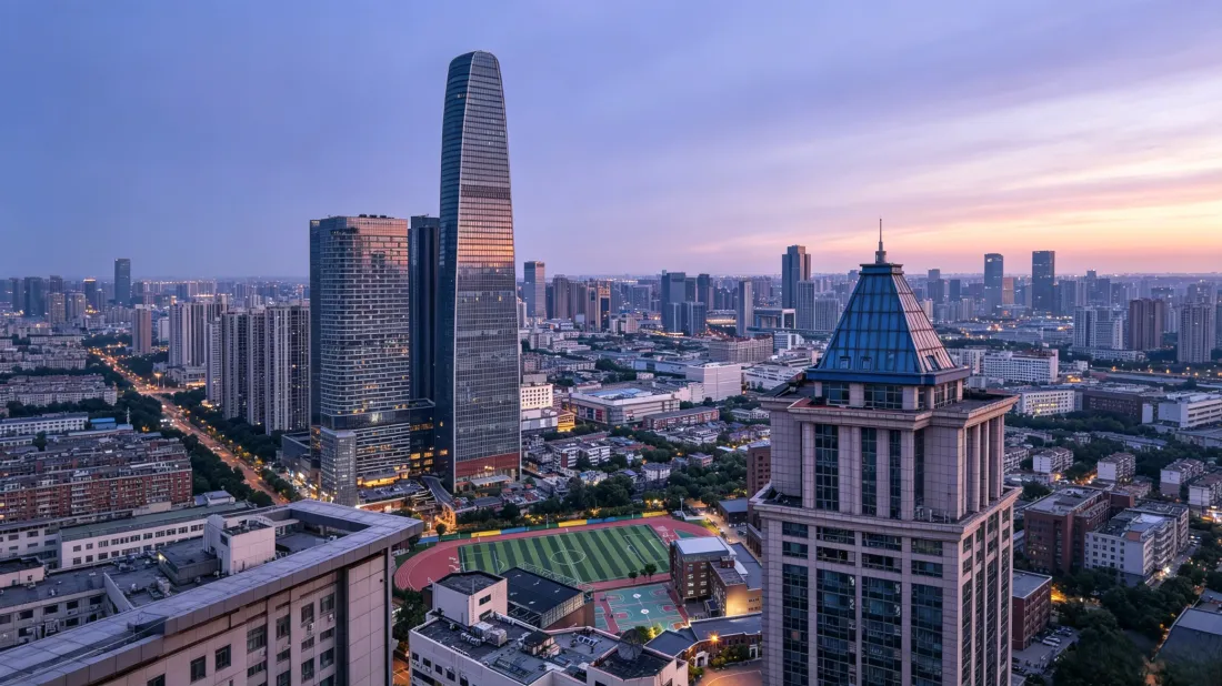 3k城市天际线壁纸｜都市黄昏背景图片 - 摩天大楼俯瞰景观「哲风壁纸」