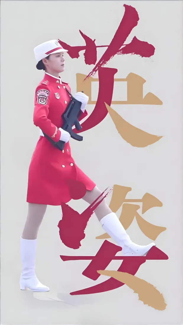 女仪仗兵手机壁纸｜爱国英姿背景图片 - 红色正能量主题「哲风壁纸」